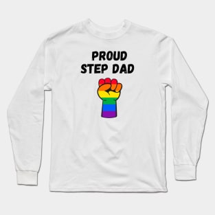 Proud Step Dad Rainbow Pride T Shirt Design T-Shirt Long Sleeve T-Shirt